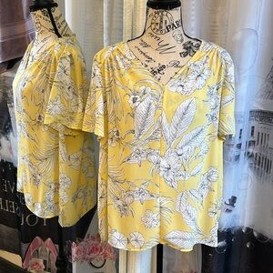Liz Claiborne Yellow Floral Blouse